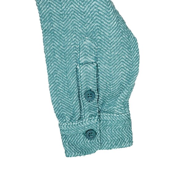 Hanna Andersson Button Shirt Boys 5 110cm Green Pockets Herringbone Cotton LS - Picture 5 of 9